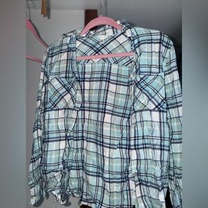Aeropostale Teal and Navy Plaid Shirt